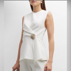 Lela Rose Asymmetrical Button Detail Top